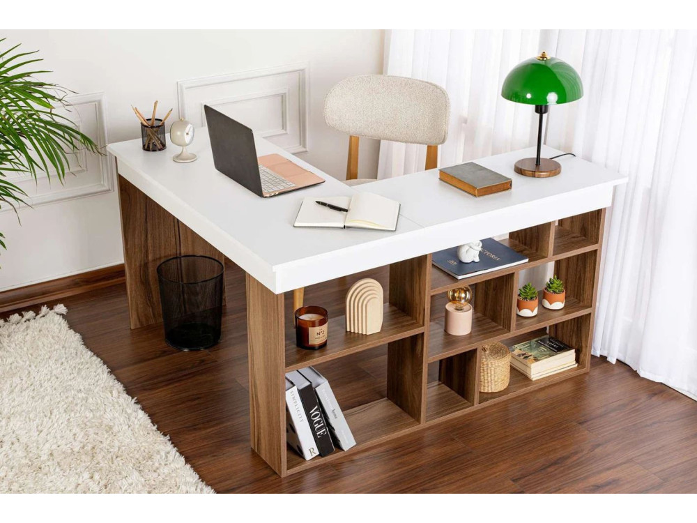 Scrivania in legno "Vesper" 130 x 120 x 72 cm - Noce