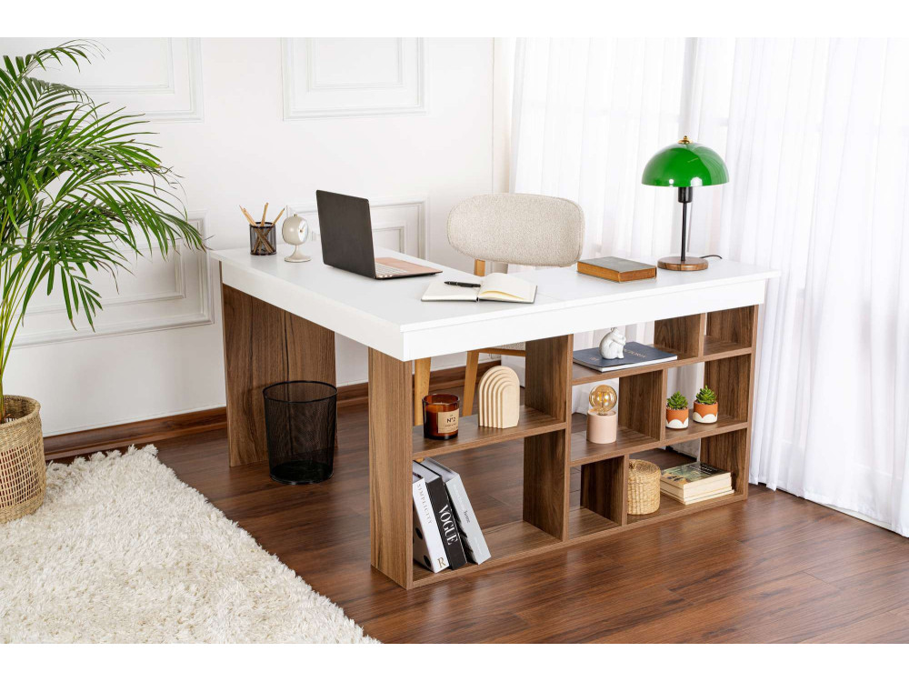 Scrivania in legno "Vesper" 130 x 120 x 72 cm - Noce