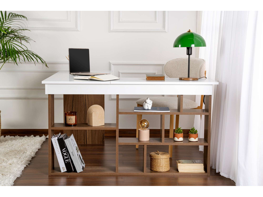 Scrivania in legno "Vesper" 130 x 120 x 72 cm - Noce