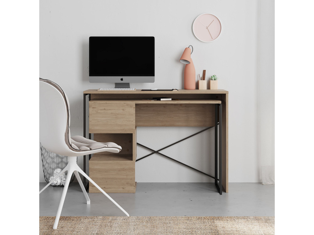 Scrivania modulare in legno "Badau" - 110 x 102 x 77 cm - Marrone