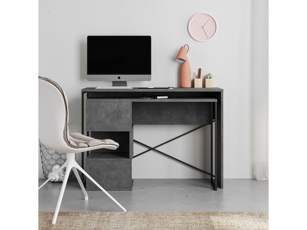 Scrivania modulare in legno "Badau" - 110 x 102 x 77 cm - Grigio