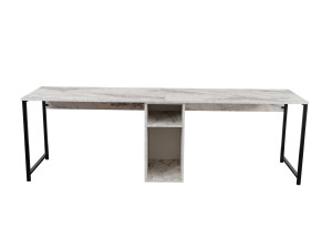 Scrivania doppia "Twin" con 2 ripiani in legno - 240 x 60 x 74 cm - Bianco marmorizzato