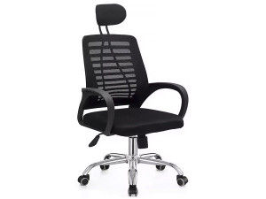 Sedia da ufficio ergonomica regolabile in altezza "Sébastien" con poggiatesta - Nero