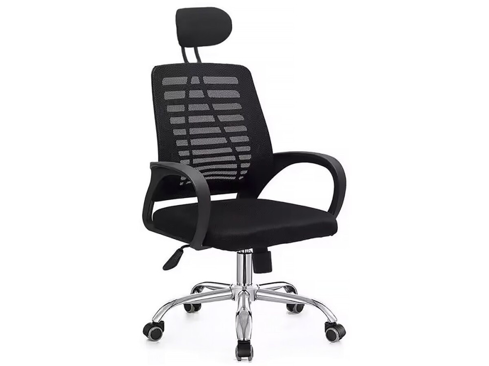Sedia da ufficio ergonomica regolabile in altezza "Sébastien" con poggiatesta - Nero