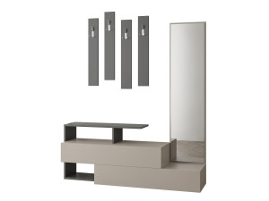 Mobile da ingresso "Ramda" con specchio in legno - 137 x 35 x 154 cm - Grigio antracite