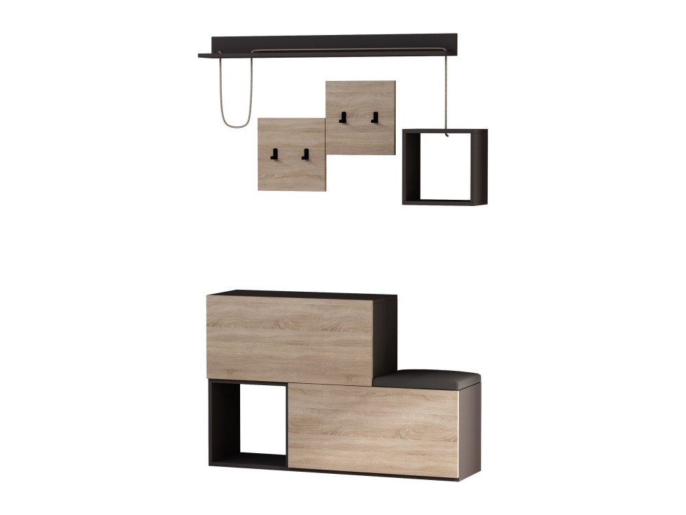 Mobile da corridoio in legno "Holdon" - 120 x 32 x 78 cm - Grigio antracite