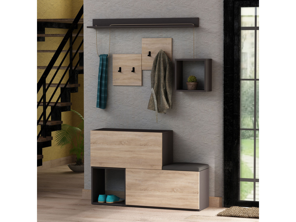 Mobile da corridoio in legno "Holdon" - 120 x 32 x 78 cm - Grigio antracite
