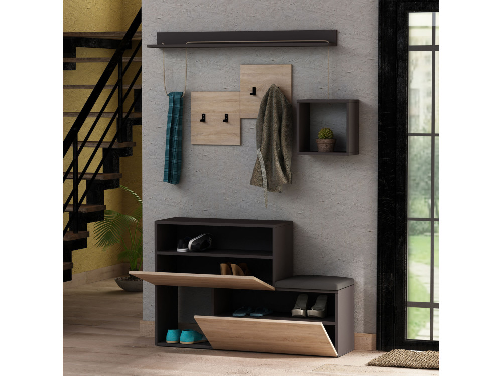 Mobile da corridoio in legno "Holdon" - 120 x 32 x 78 cm - Grigio antracite