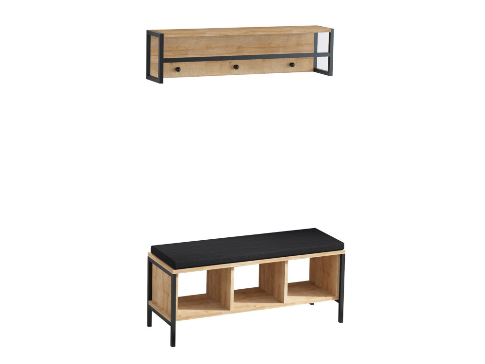 Mobile da corridoio "Shana" con seduta in legno - 100 x 35 x 43 cm - Beige