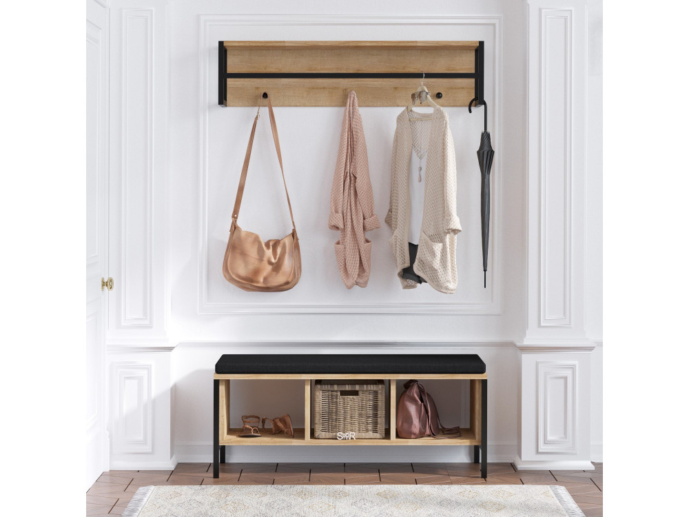 Mobile da corridoio "Shana" con seduta in legno - 100 x 35 x 43 cm - Beige