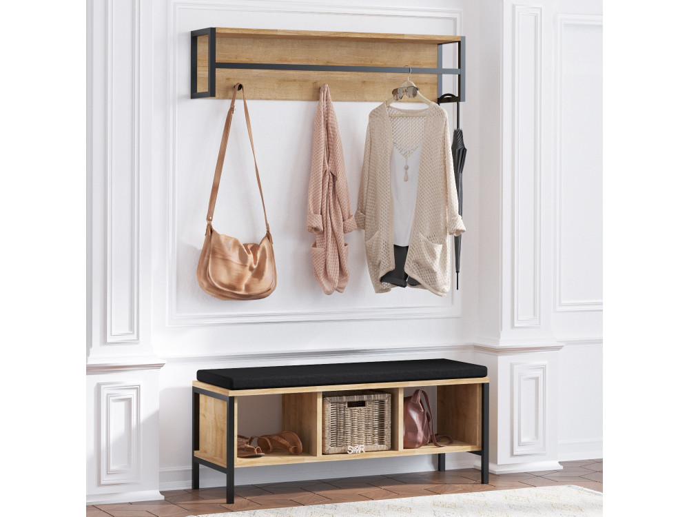Mobile da corridoio "Shana" con seduta in legno - 100 x 35 x 43 cm - Beige