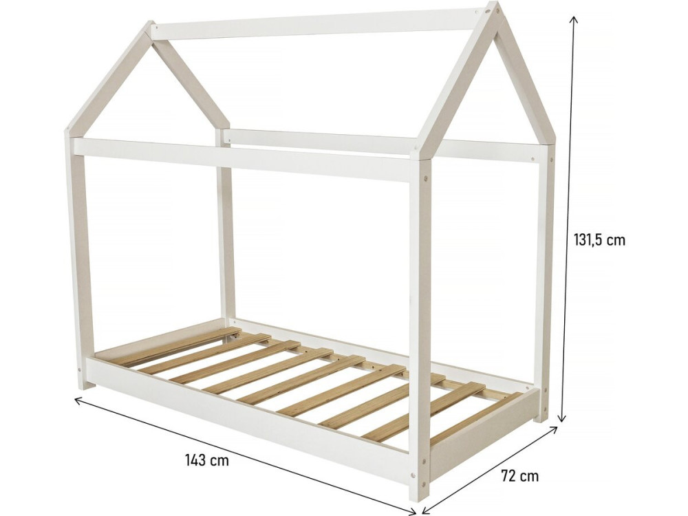Letto a capanna per bambini "Camilla" - 140 x 70 cm - Bianco