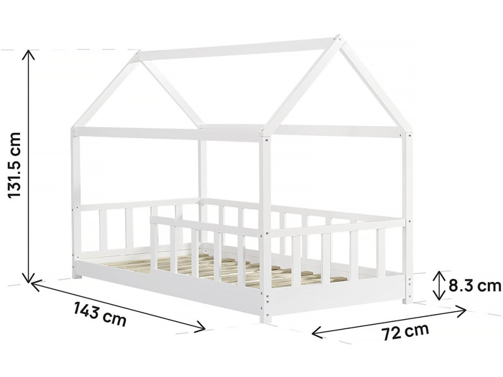 Letto a soppalco per bambini "Mila" - 90 x 190 cm - Bianco