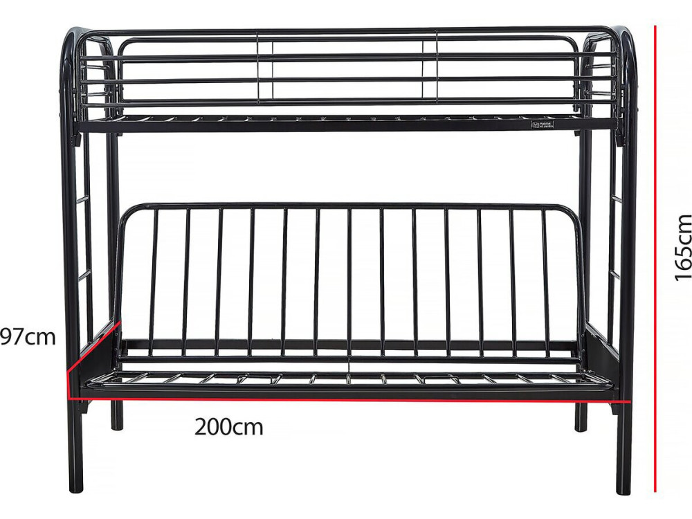 Letto a castello POLO - Metallo - Nero