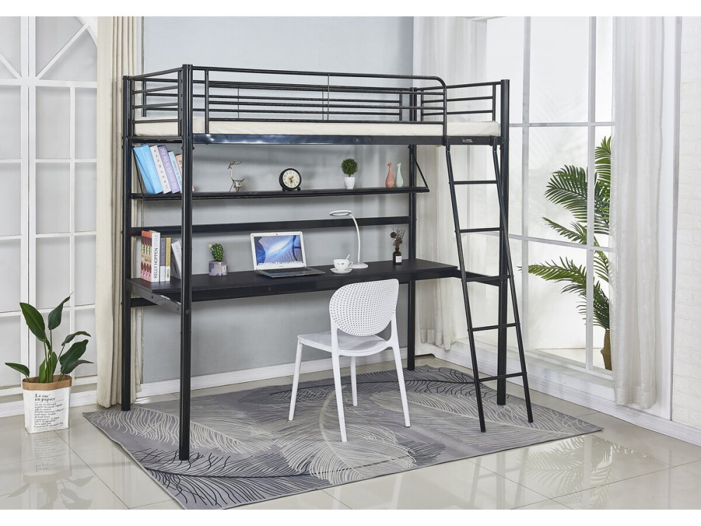 Letto a soppalco "Alona" - 90 x 190 cm - Nero