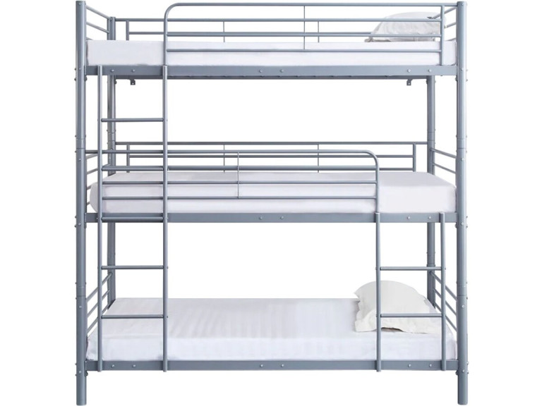 Letto a castello triplo in metallo “HAVIN” - 90 x 190 cm - Grigio