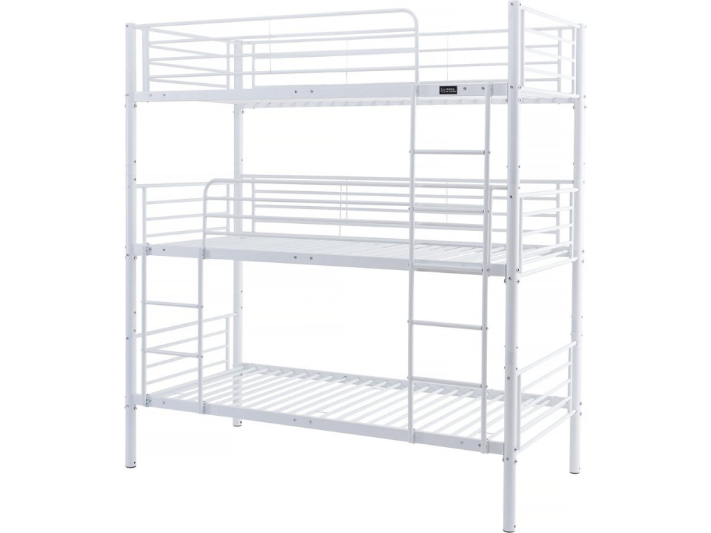 Letto a castello triplo in metallo "Havin" - 90 x 190 cm - Bianco