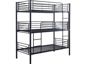 Letto a castello triplo in metallo "HAVIN" - 90 x 190 cm - Nero