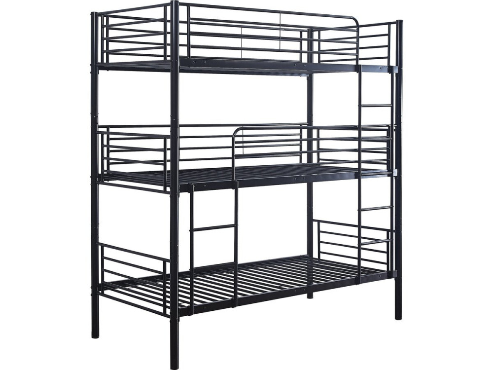 Letto a castello triplo in metallo "HAVIN" - 90 x 190 cm - Nero