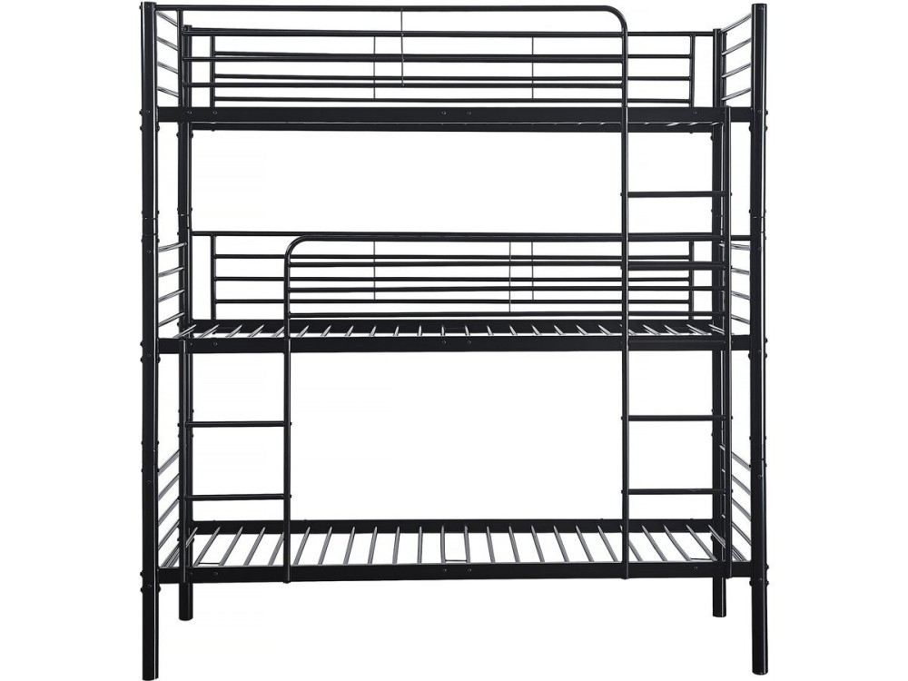 Letto a castello triplo in metallo "HAVIN" - 90 x 190 cm - Nero