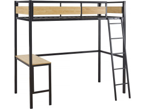 Letto a soppalco “Ethan” con scrivania - 90 x 190 cm - Nero