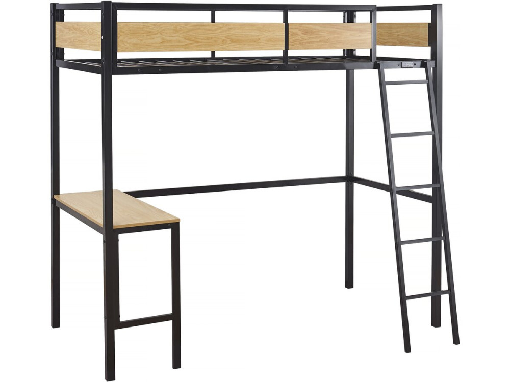 Letto a soppalco “Ethan” con scrivania - 90 x 190 cm - Nero
