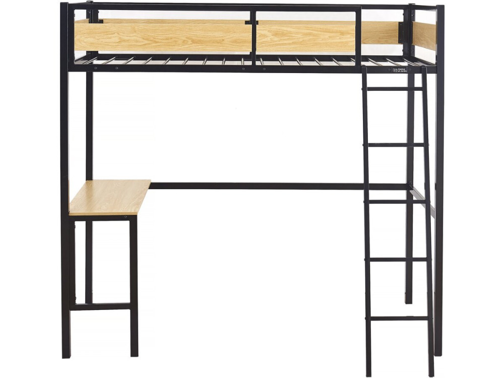 Letto a soppalco “Ethan” con scrivania - 90 x 190 cm - Nero