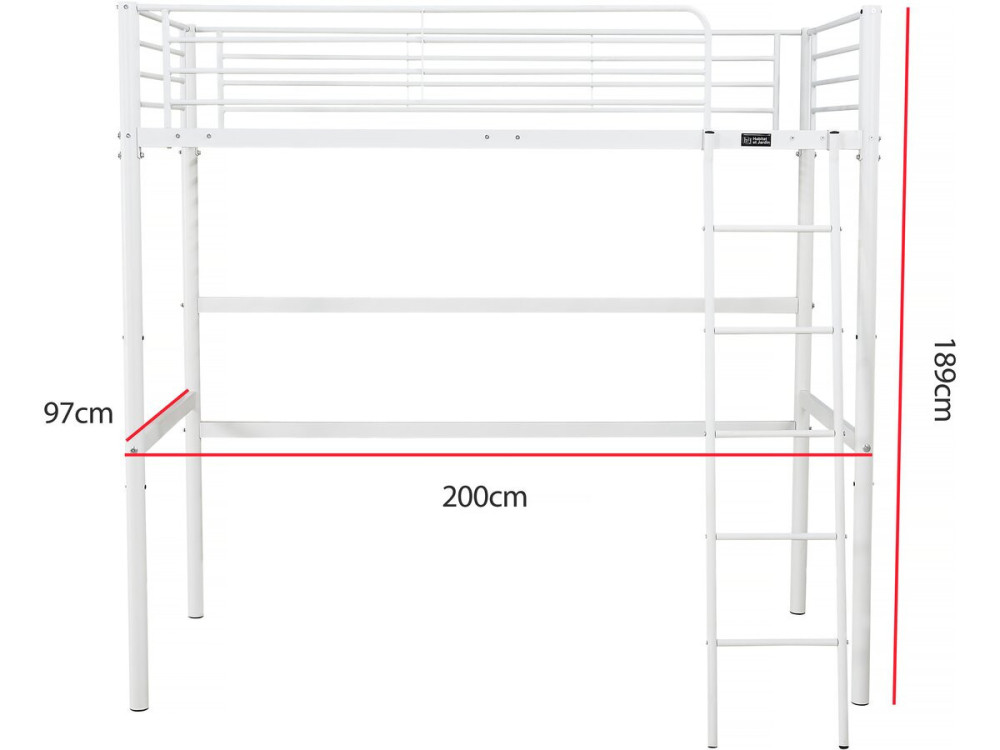 Letto a soppalco "Alora" - 90 x 190 cm - Bianco