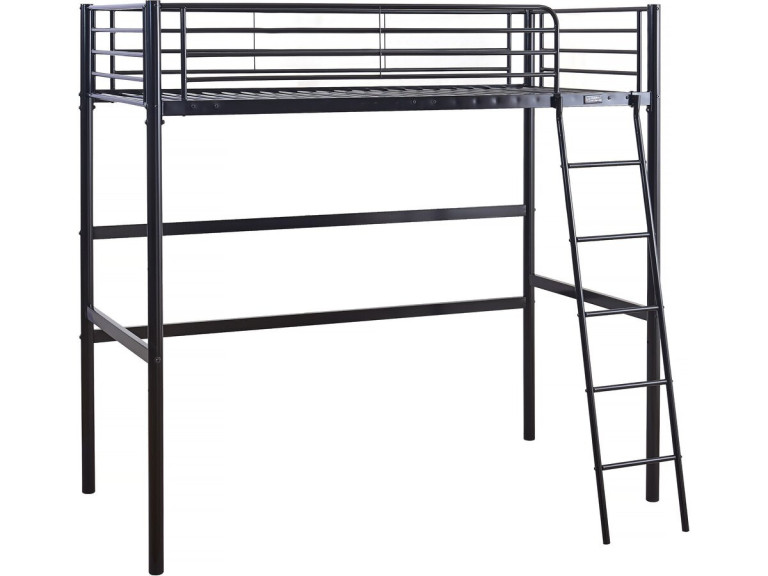 Letto a soppalco in metallo "Alora" - 90 x 190 cm - Nero