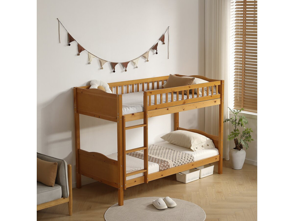 Letto a castello in legno "Gabriel" - 90 x 190 cm - Marrone
