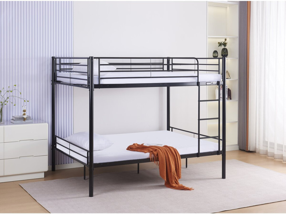 Letto a castello doppio "Adam" - Rete inclusa - 140 x 190 cm - Nero