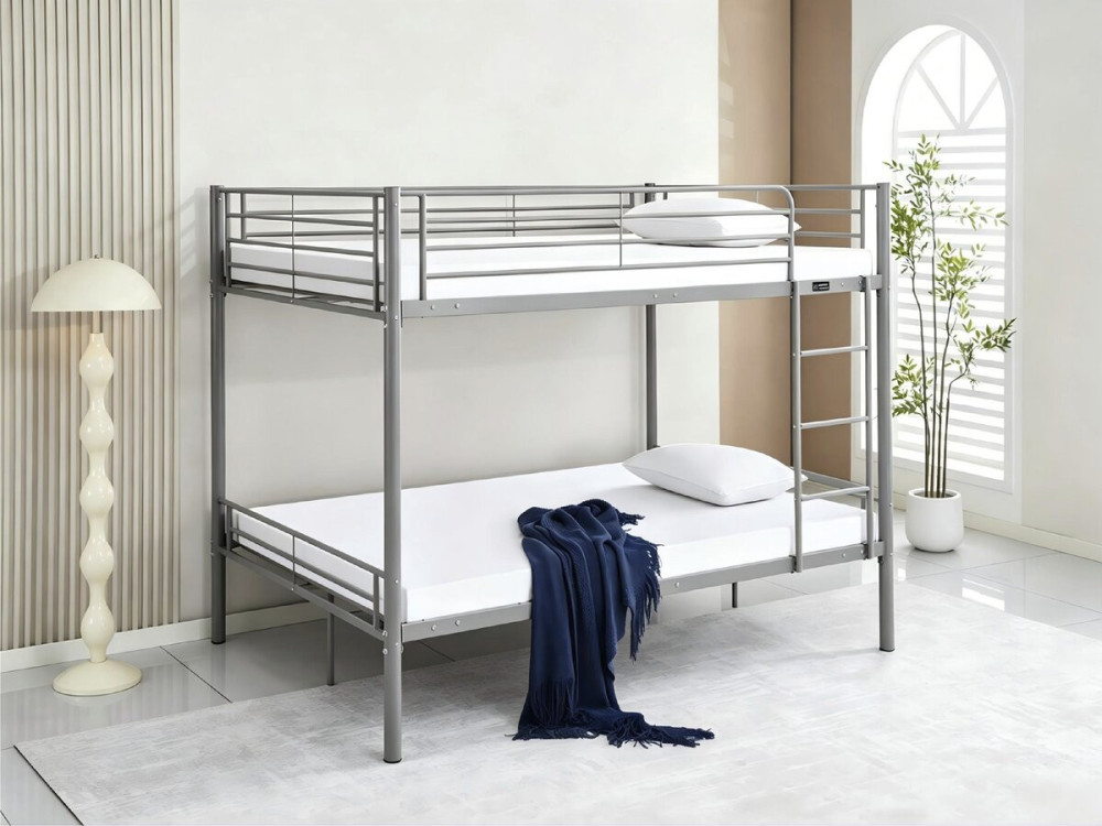 Letto a castello matrimoniale "Adam" con rete - 140 x 190 cm - Grigio