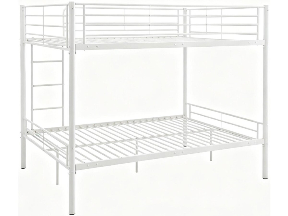 Letto a castello matrimoniale "Adam" con rete a molle - 140 x 190 cm - Bianco