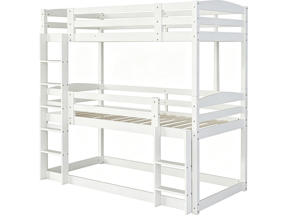 Letto a castello in legno con scaletta "Sephora" - 90 x 190 cm - Bianco