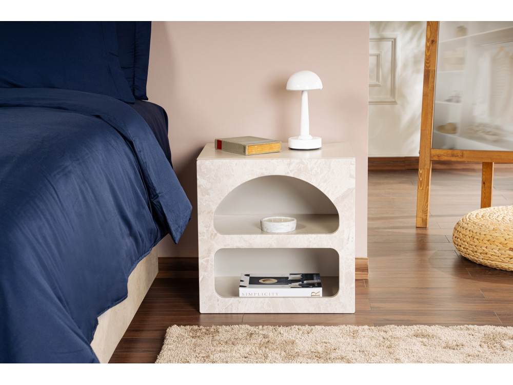 Comodino in legno "Lorin" 50 x 40 x 50 cm - marmo travertino