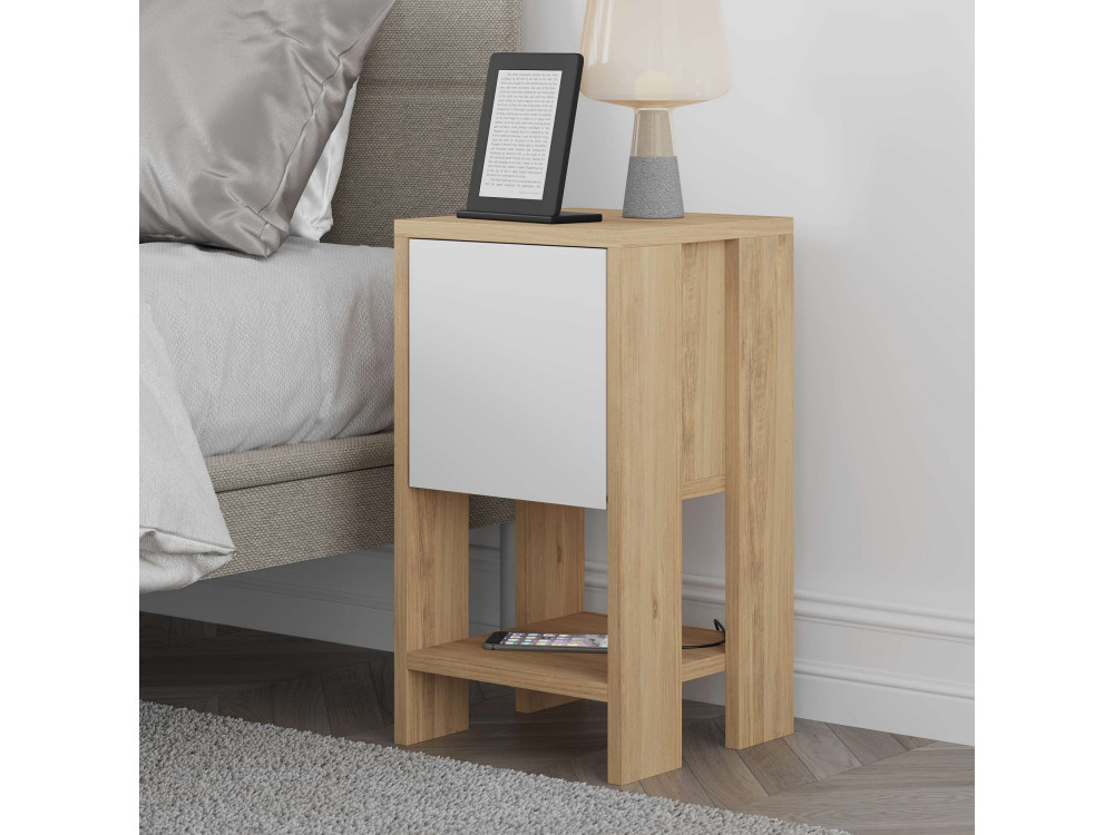 Comodino in legno "Ema" 30 x 30 x 55 cm - Rovere zaffiro