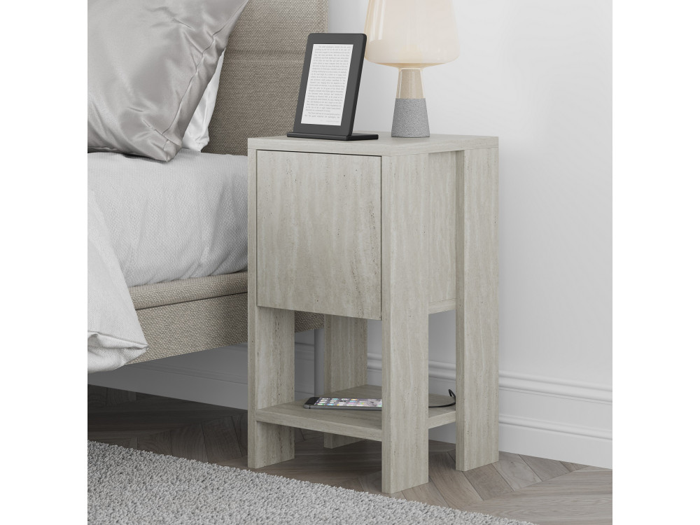 Comodino in legno "Ema" - 30 x 30 x 55 cm - Travertino