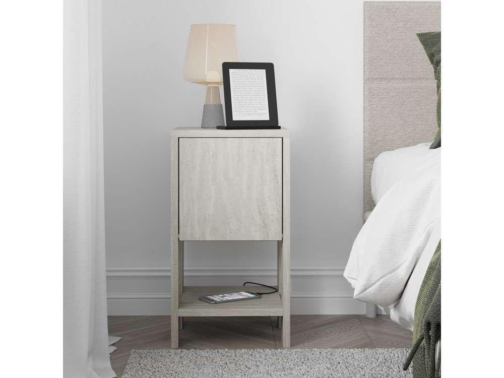 Comodino in legno "Ema" - 30 x 30 x 55 cm - Travertino
