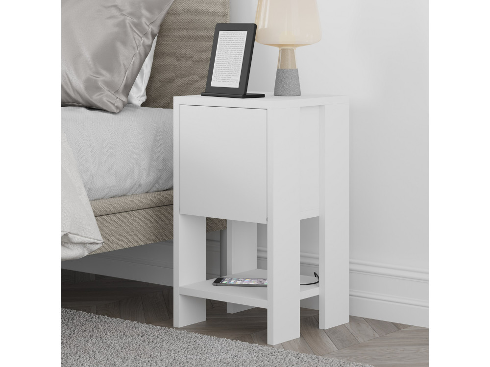 Comodino in legno "Ema" 30 x 30 x 55 cm - Bianco