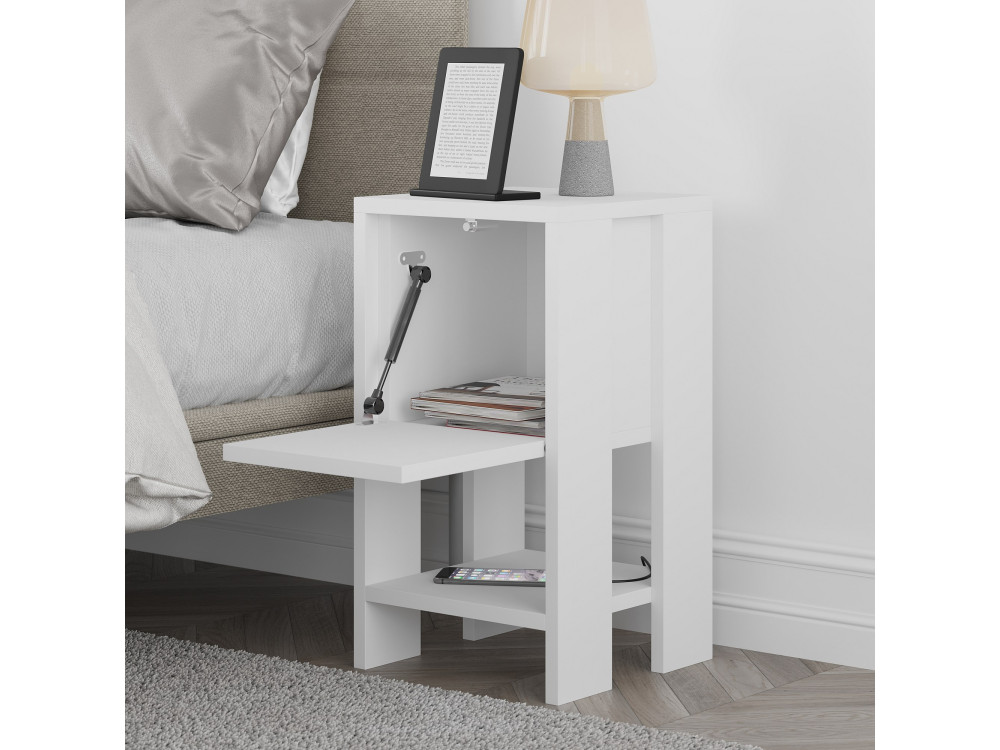 Comodino in legno "Ema" 30 x 30 x 55 cm - Bianco