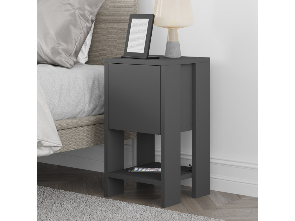 Comodino in legno "Ema" 30 x 30 x 55 cm - Antracite