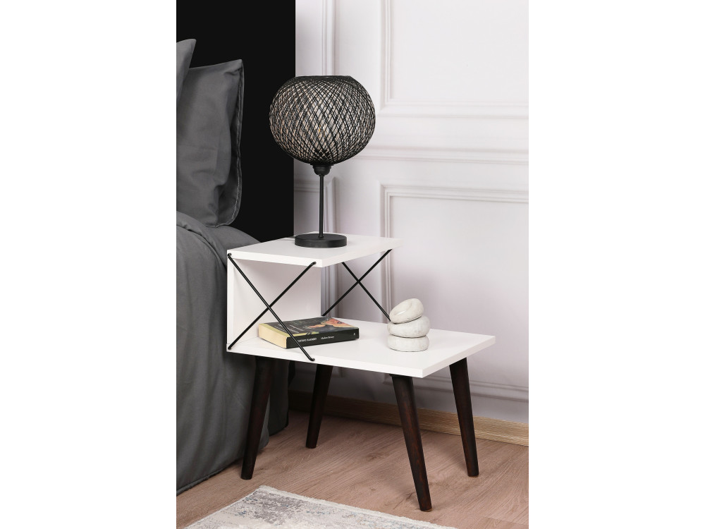 Comodino in legno "Cross" 50 x 40 x 55 cm - Bianco