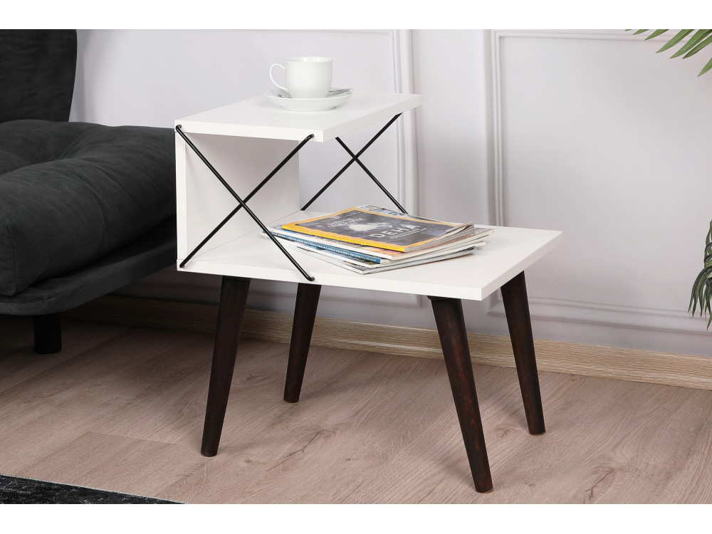 Comodino in legno "Cross" 50 x 40 x 55 cm - Bianco