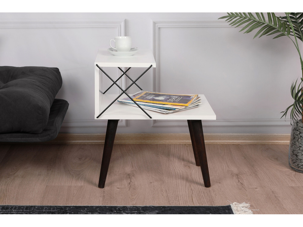 Comodino in legno "Cross" 50 x 40 x 55 cm - Bianco