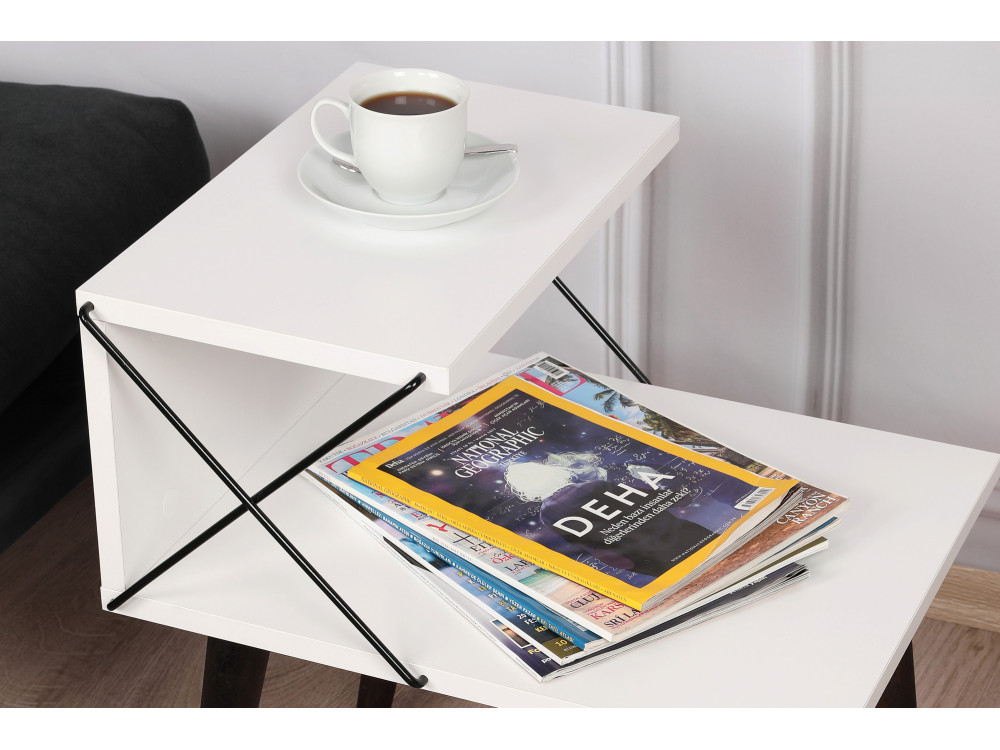 Comodino in legno "Cross" 50 x 40 x 55 cm - Bianco
