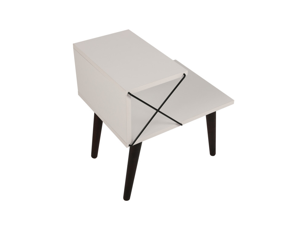 Comodino in legno "Cross" 50 x 40 x 55 cm - Bianco