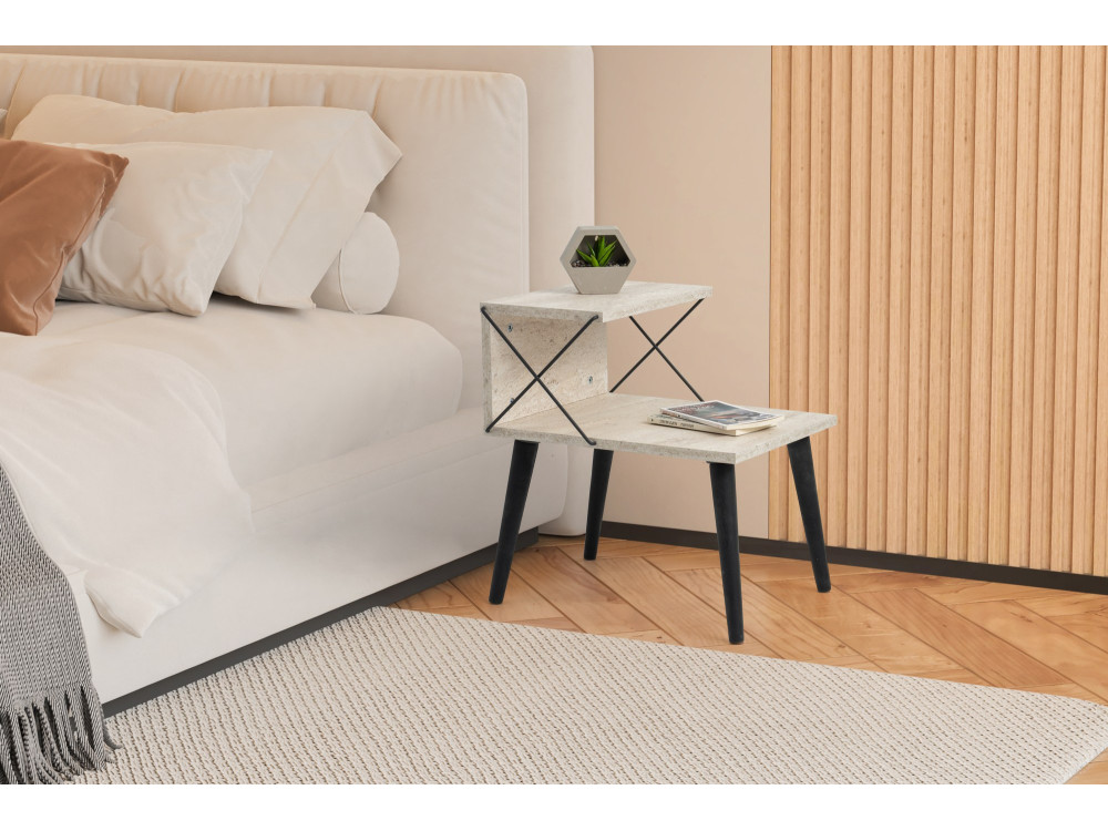 Comodino in legno "Cross" 50 x 40 x 55 cm - Travertino