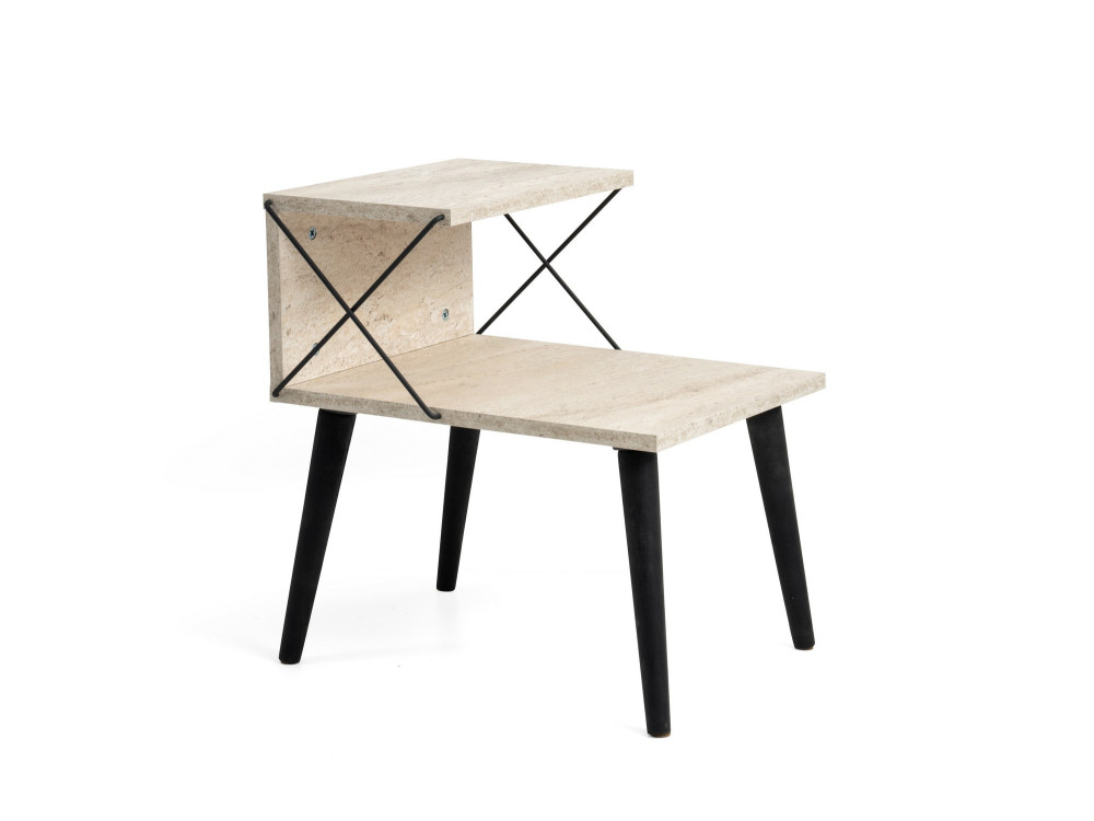 Comodino in legno "Cross" 50 x 40 x 55 cm - Travertino