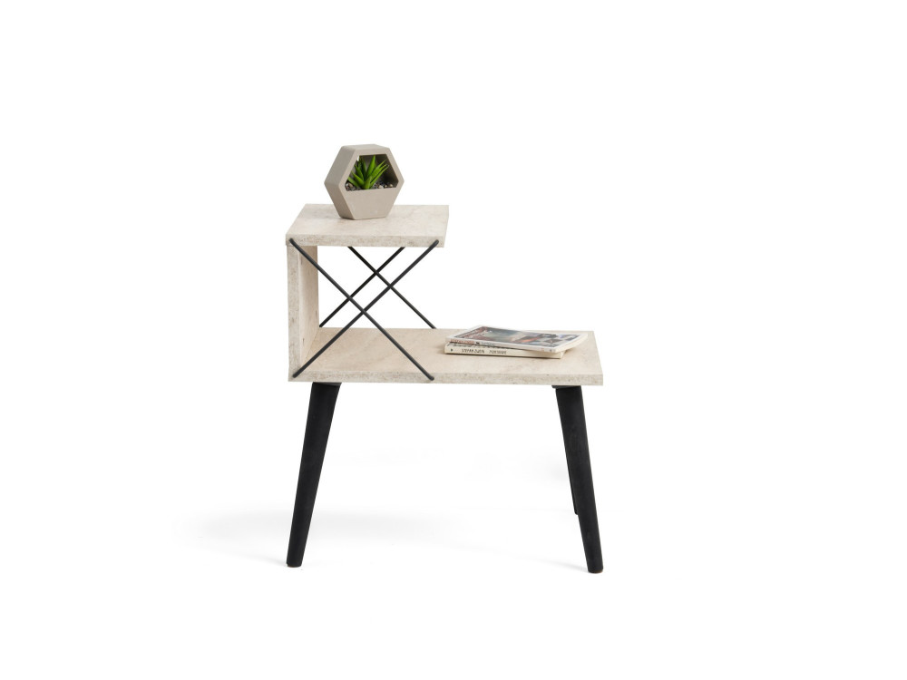 Comodino in legno "Cross" 50 x 40 x 55 cm - Travertino