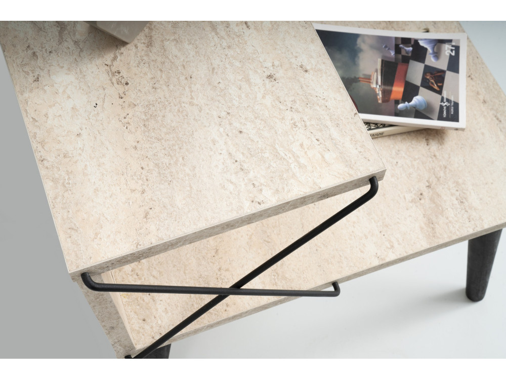 Comodino in legno "Cross" 50 x 40 x 55 cm - Travertino